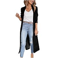 Women's Long Velvet Cardigan Jacket Open Front Lapel Collar Outerwear Sequin Duster Coat Velour Long Blazers
