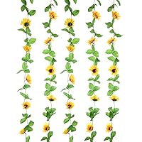 2Pcs 7.8FT Artificial Sunflowers Garland Silk Fake Flower Ivy Vines Sunflower Decor for Home Garden Wedding Party Arch