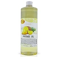 Massage Oil, Pineapple, 32 Oz - Professional Full Body Massage Therapy, Manicure, Pedicure - Relax Sore Muscles and Repair Dry Skin, Enhanced with High Absorption Oils and Vitamin E