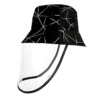 Sun Hats for Men Women Outdoor UV Protection Cap with Face Shield, 21.2 Inch for Kids Golden Triangle Geometric Line Pattern in Black