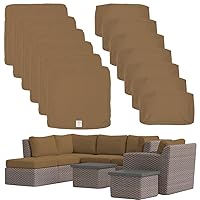 ClawsCover 13 Pack Outdoor Seat and Back Cushions Replacement Covers Fit for 6 Pieces 8-Seater Wicker Rattan Patio Furniture Conversation Set Sectional Couch Chairs,Taupe-Include Cover Only