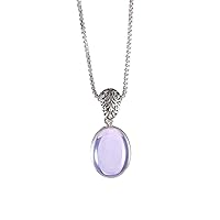 Handmade 925 Sterling Silver Plated Oval Opalite Pendant Necklace