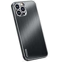 Case for iPhone 14/14 Pro/14 Plus/14 Pro Max, Metal Brushed Texture Case Slim Phone Cover Back Anti-Scratch Lens Protection Anti-Drop TPU Inner Shell,Black,14 pro max 6.7''