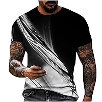 Mens Short Sleeve Round Neck T-Shirt Light Perception 3D Printed Pullover Fitness Sports Slim-Fit Tee Shirt Tops