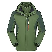 Outdoor Waterproof Jackets Warm Windproof Coats with Detachable Hood Zipper Outerwear