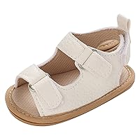 Girls Sandals Kids Solid Color Lightweight Water-Proof Faux Leather Shoes Baby Cozy Comfy Anti-Slip Flat Sole Sneakers