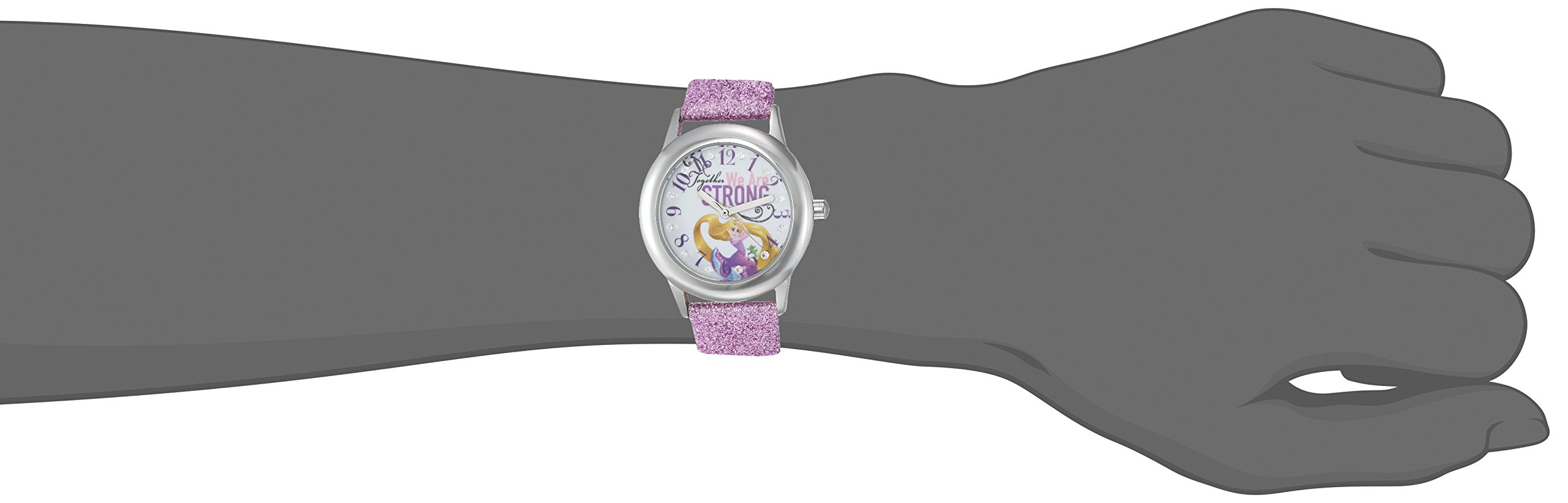 Disney Girl's 'Rapunzel' Quartz Stainless Steel and Leather Watch, Color:Purple (Model: W002962)