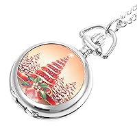 1 Pc Christmas Pocket Watch Christmas Tree Watches Men Gift Engraved Pocket Watch Vintage Watch Chained Watch Vintage Hanging Watch Decorative Pocket Watch Ceramics Small Metal