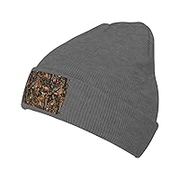 Hunting Deer Bear Deer Print Unisex Knit Beanie Hat Adults Stretch Knitted Skull Cap Winter Warm Hats Outdoor