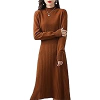 Knitted Dresses for Women Long Style Jumpers Wool Oneck Winter Autumn