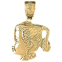 Silver Girl Head Pendant | 14K Yellow Gold-plated 925 Silver Girl Head Pendant
