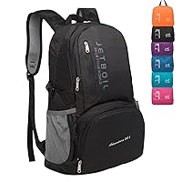 Hiking Backpack Lightweight 35L Foldable Packable Backpack Travel Daypack with Water Resistant for Outdoor Sports (Black)