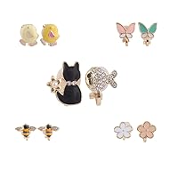 Fashion Cute Small Bee Flower Butterfly Rabbit Crown Clip on Earrings Without Piercing for Charm Accessory