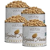 FERIDIES Super Extra Large Unsalted Virginia Peanuts - 36oz Can (Pack of 4)