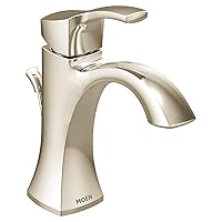 Moen 6903NL Voss One-Handle Single Hole Bathroom Sink Faucet with Optional Deckplate, Polished Nickel