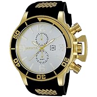 Invicta Men's 80213 Corduba Goldtone GMT Silver Dial Black Polyurethane Rubber Watch