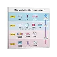 HARRET Obstetrics Poster Contraceptive Methods Birth Control Options Poster Wall Poster Art Canvas Printing Poster Office Bedroom Aesthetic Poster Frame-style 16x16inch(40x40cm)