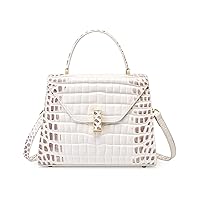 Crocodile Print Handbags for Women Fashion Genuine Leather Flap Design Satchel Purse Ladies Dinner Party Shoulder Bags