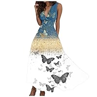 XJYIOEWT Cute Sexy Dresses for Women Date Night with Tummy Control,Women Summer Sexy Deep V Neck Formal Sleeveless Long