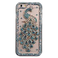 for iPhone XR Case, Luxurious Crystal 3D Handmade Sparkle Diamond Rhinestone Cover with Retro Bowknot Briliant Bling Case for iPhone XR(Peacock)
