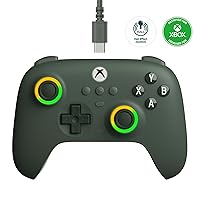 8Bitdo Ultimate C Wired Controller for Xbox, RGB Lighting Fire Ring and Hall Effect Joysticks, Compatible with Xbox Series X|S, Xbox One, Windows 10/11 - Officially Licensed (Dark Green)