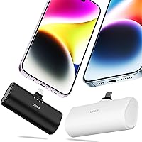 Small Portable Charger for iPhone 5000mAh 2 Packs with Built in Cable, MFi Certified Compact Power Bank Cordless External Battery Pack for All iPhone Series 14/13/12/11/XR/X/SE/8/7/6 Pro Max