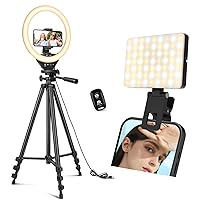 Sensyne 10'' Ring Light Bundle with Selfie Light, Rechargeable LED Fill Light Compatible with Cellphone, iPad, Laptop, Tablet for Selfies, TikTok, Live Streaming, Video Conference, Photography, Zoom C