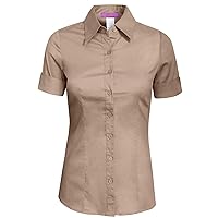 NE PEOPLE Womens Tailored Short Sleeve Button Down Shirt (S-3XL)