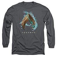Aquaman Movie Long Sleeve T-Shirt Water Shield Logo Charcoal Tee