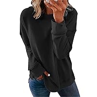 Women's Casual Round Neck Loose Top Long Sleeve T Shirt Crewneck Fall Pullover Loose Tunic Sweater Tops