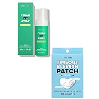 I DEW CARE Acne Foaming Cleanser - Clean Zit Away, 5.07 Fl Oz + Hydrocolloid Acne Pimple Patch - Timeout Blemish Chin & Cheeks, 9 Count Bundle