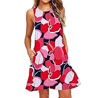 Spring Dresses for Women 2024 Summer Suspender Dresses Beach Casual Sleeveless Floral Print Tank Loose Sundress