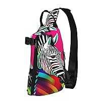Colorful Rainbow Zebra Print Crossbody Backpack Casual Adjustable Bag Multifunctional Sling Backpack