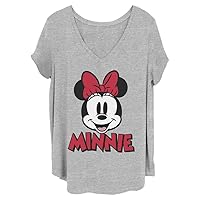 Disney Women's Classic Mickey Minnie Chenille Patch Junior's Plus Short Sleeve Tee Shirt