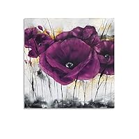 Violet Wall Art Purple Flower Painting Aesthetics Wall Art Pictures Home Decor Wall Art Paintings Canvas Wall Decor Home Decor Living Room Decor Aesthetic 12x12inch(30x30cm) Unframe-Style