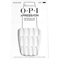 OPI xPRESS/ON Press On Nails, Up to 14 Days of Wear, Gel-Like Salon Manicure, Vegan, Sustainable Packaging, With Nail Glue, Long White Coffin Shape Nails, Alpine Snow