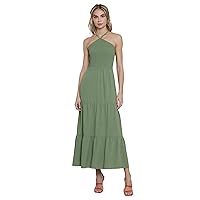 Donna Morgan Halter A-line Maxi Sleeveless, Casual Tiered Skirt Womens Dresses