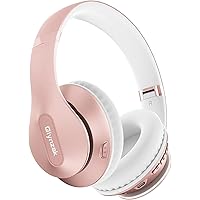 Wireless Headphones Over Ear 65H Playtime HiFi Stereo Headset with Microphone and 6EQ Modes Foldable Bluetooth V5.3 Headphones for Travel Smartphone Computer Laptop Rose Gold WH207A