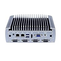 HUNSN Fanless Industrial PC, Mini Computer, IPC, Intel Core I7 6500U, Windows 11/ Linux Ubuntu, IX10, 6 x COM, VGA, HDMI, 2 x I211-AT LAN, SIM Slot, 8G RAM, 256G SSD