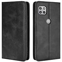 Motorola One 5G Ace Case, Retro PU Leather Full Body Shockproof Wallet Flip Case Cover with Card Slot Holder and Magnetic Closure for Motorola Moto One 5G Ace 2021 Phone Case (Black)
