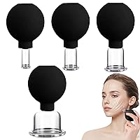 4Pcs Facial Cupping Set for Face 4 Size Face Cupping Cups Vacuum Facial Suction Cup Glass Silicone Cupping Therapy Set for Facial Massager Sore Muscles, Facial Cupping Set for Face