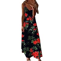 XJYIOEWT Plus Size Dresses,Women Printed Multi Color Beach Maxi Dresses Casual Dresses Colorful Maple Leaf Printed Casua