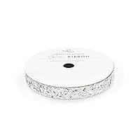 American Crafts 3/8-Inch Glitter Ribbon Strips, Large, Solid Silver