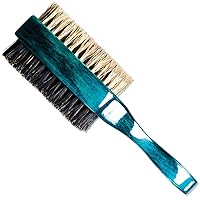 Wave Brush 2 Way Double Sided Hard & Soft Natural Boar Bristle Premium Wavy Hairbrush (Club - Turquoise)