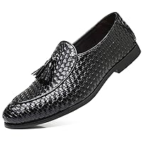 Mens Loafers Tassel Fringe Woven Slip On Driving Wedding Prom Shoes Comfortable Casual Moccasins
