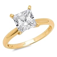Clara Pucci 3.0 ct Princess Cut Solitaire White Lab Created Sapphire Engagement Wedding Bridal Promise Anniversary Ring 18K Yellow Gold