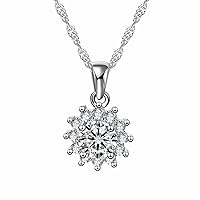Moissan Diamond Pendant Zircon Sun Flower Full Diamond Necklace Female Gift