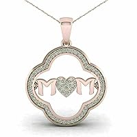 0.45 Ct Round Diamond 14K Rose Gold Over Mother's Day Special MOM Heart Pendant