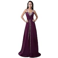 Women's Sweetheart Beaded Long Chiffon Wedding Formal Evening Dress