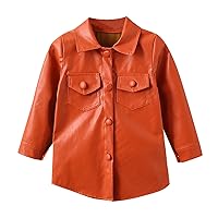 Toddler Kids Infant Girls Patchwork Long Sleeve PU Leather Jacket Winter Coats Outer Outfits Sequin Jacket for